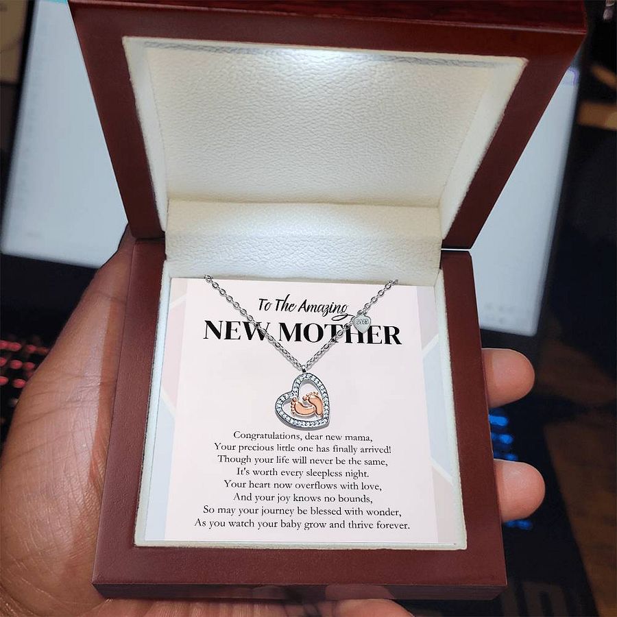 Congratulations New Mama Baby Feet Heart Necklace product image (5)