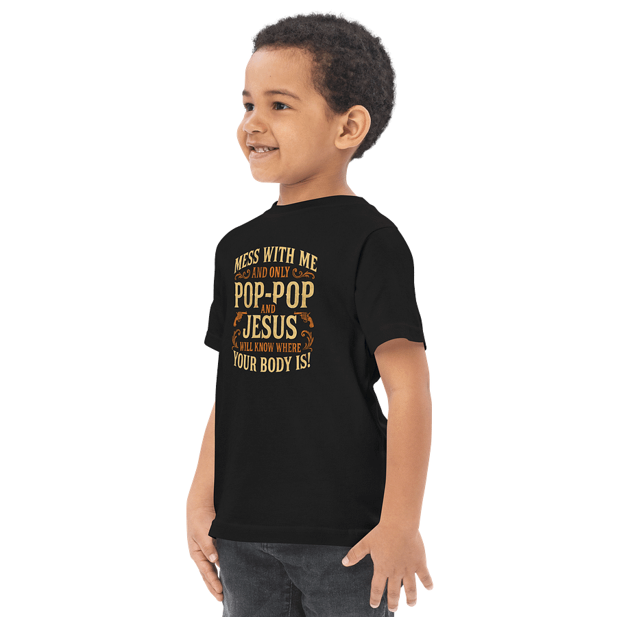 Bold Western Gothic Pop-Pop & Jesus Warning Tee - Defiant Family & Faith Statement product image (8)
