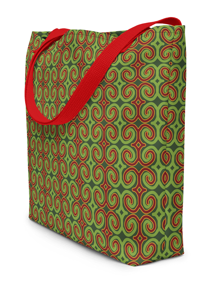 Red & Green Christmas Swirls Large Tote Bag product image (2)