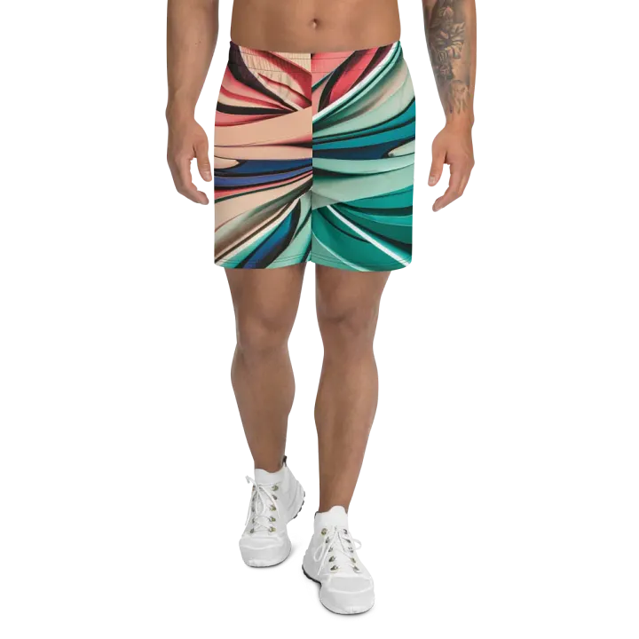 Abstract Geometric Athletic Long Shorts in Vibrant Colors (2XS-6XL) product image (1)
