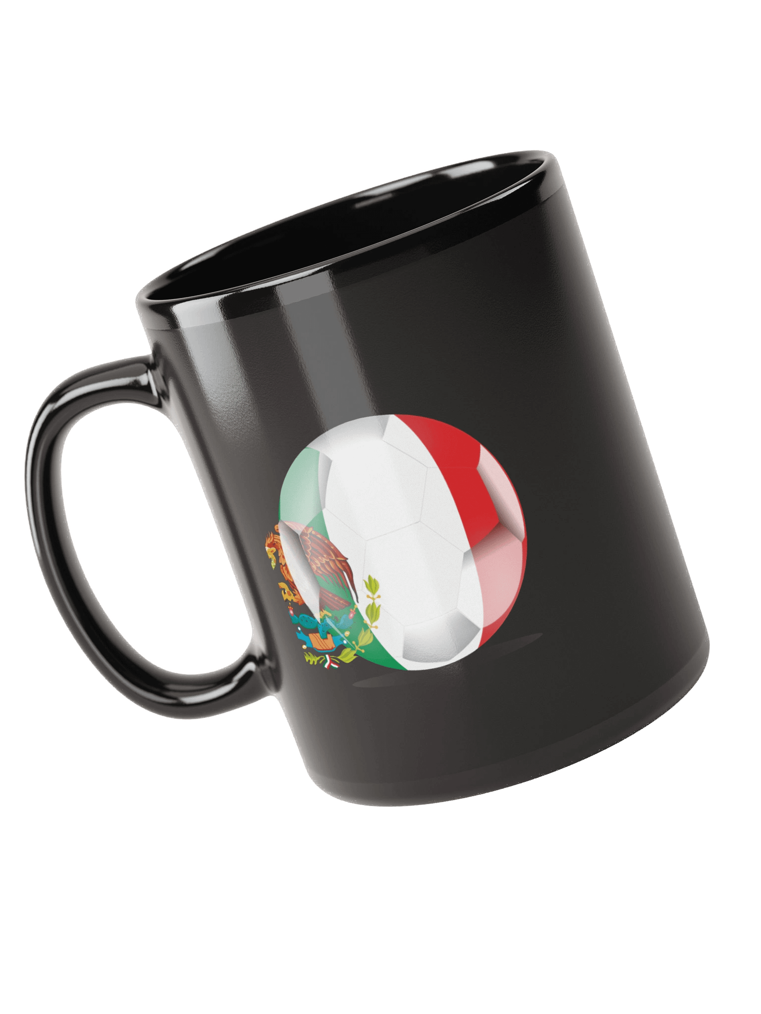 Mexico Flag Soccer Ball Black Coffee Mug (Double Sided Print) product image (6)
