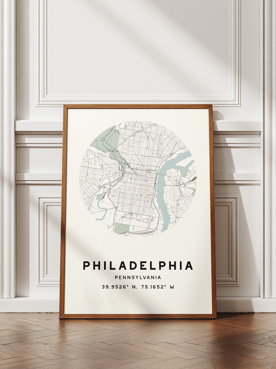 Philadelphia Street Map Poster – Beige Minimalist Circular City Art product image (1)