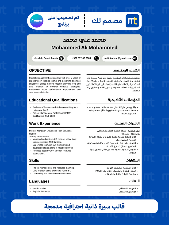 قالب سيرة ذاتية احترافية مدمجة product image (1)
