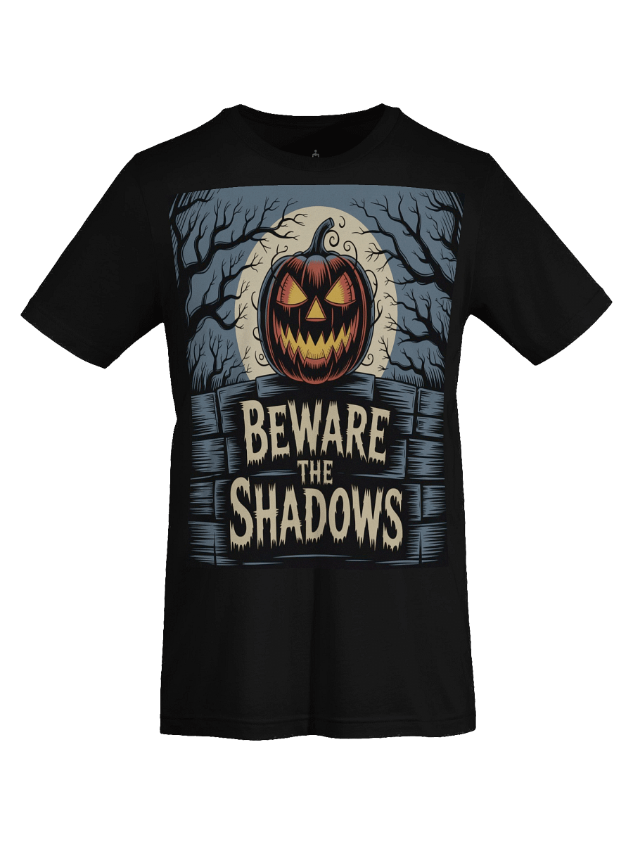 Beware the Shadows Unisex Supersoft T-Shirt by Midnight Veil Designs - Gothic Black, Red & More product image (7)