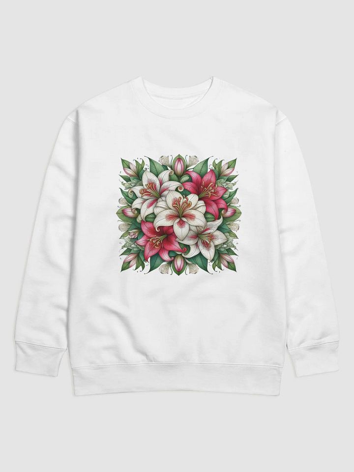 Symmetrical Lily Bouquet Premium Sweatshirt | AI Design flower product image (1)