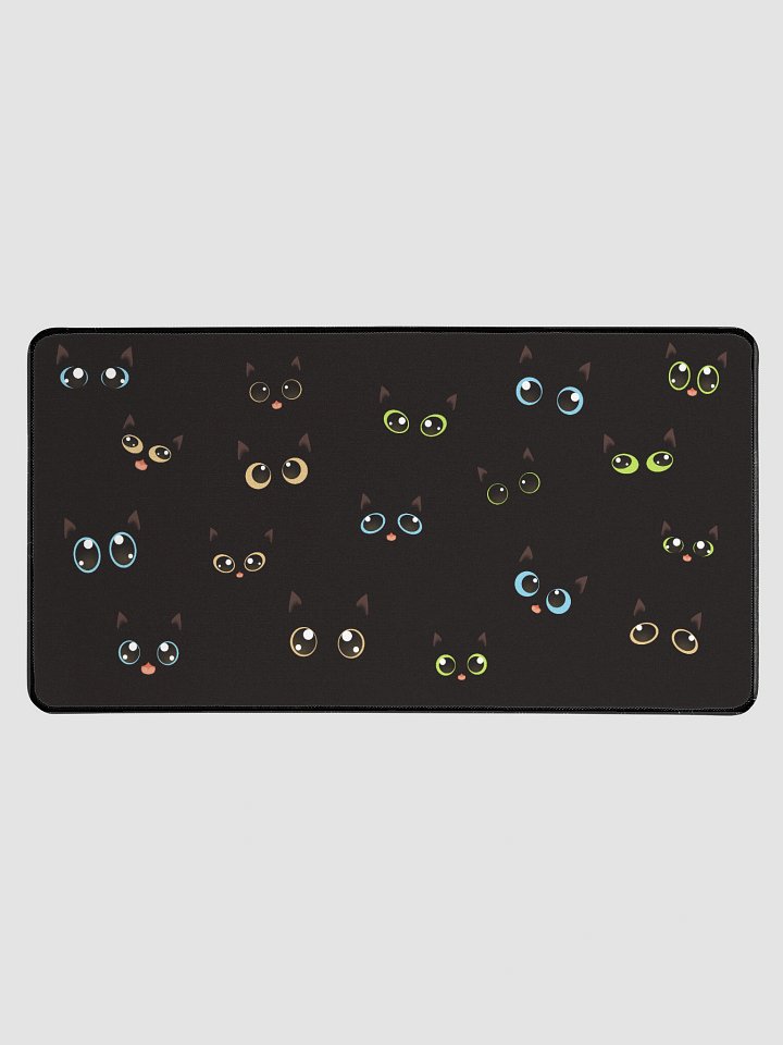 Cute Black Cat Faces (Multicolor Eyes) Desk Mat 15.5" x 31.5" product image (1)