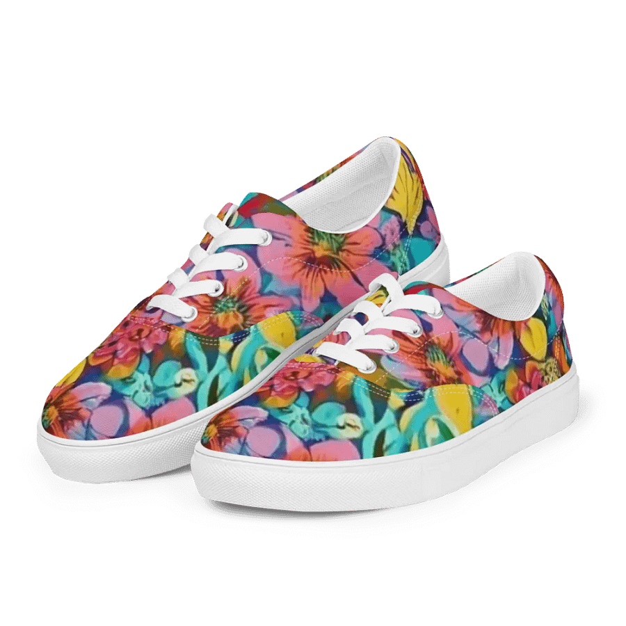 Abstract Floral Pastel 2 _ Custom Lace Up Shoes _ Calceonova Streetwear Woman Sneakers product image (10)
