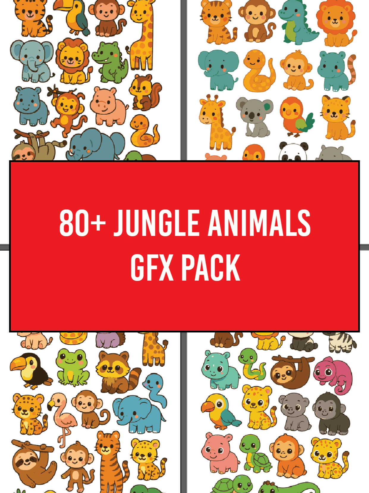 80+ Jungle Animals Vector Graphics Instant Download product image (1)