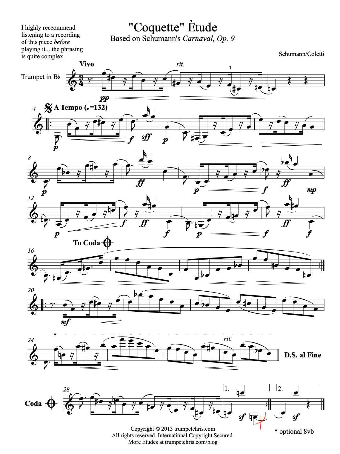 TRUMPET ETUDE - Schumann: "Coquette" (from "Carnaval") product image (1)