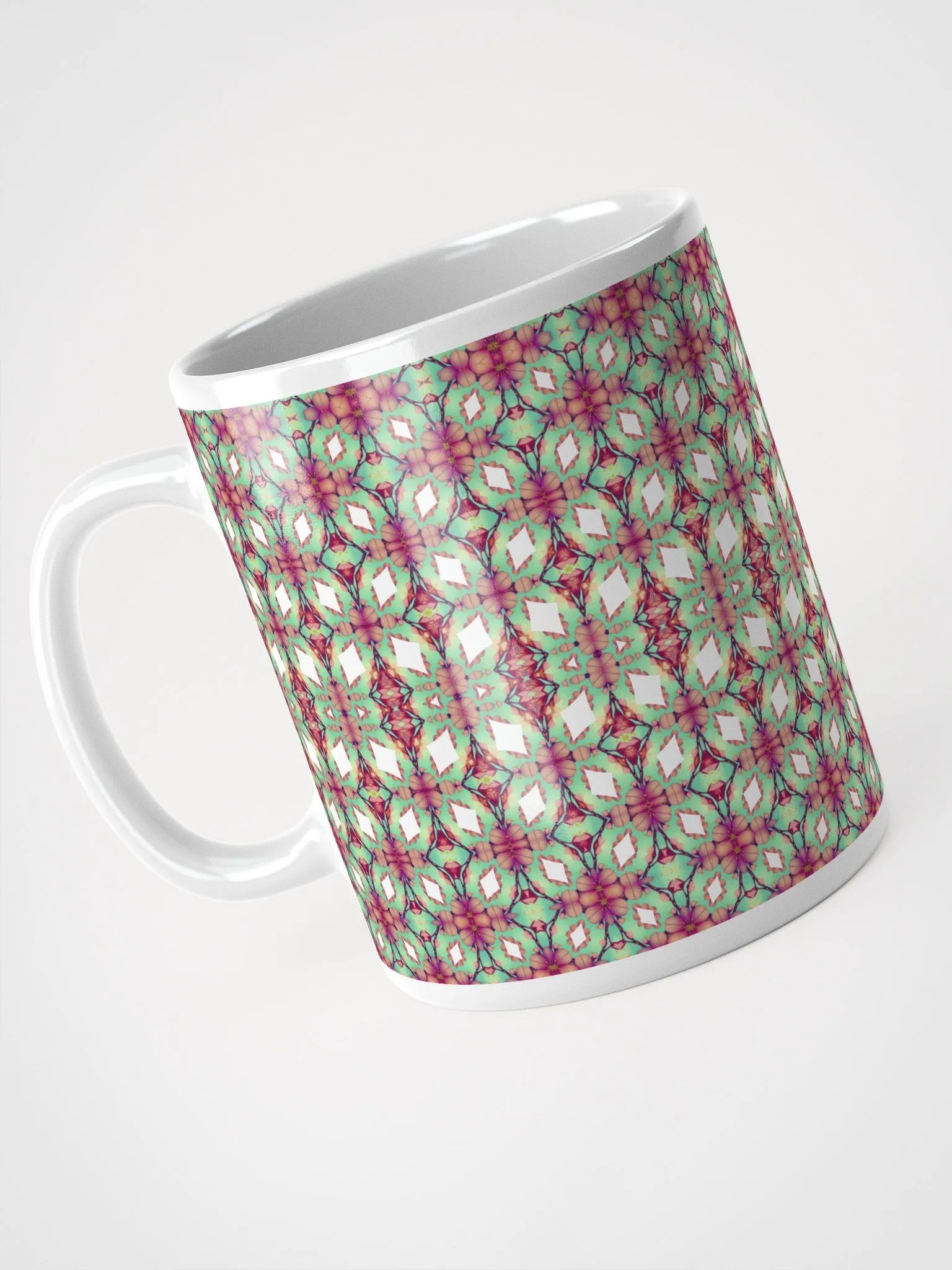 Elegant Diamond & Floral Ceramic Mug product image (4)