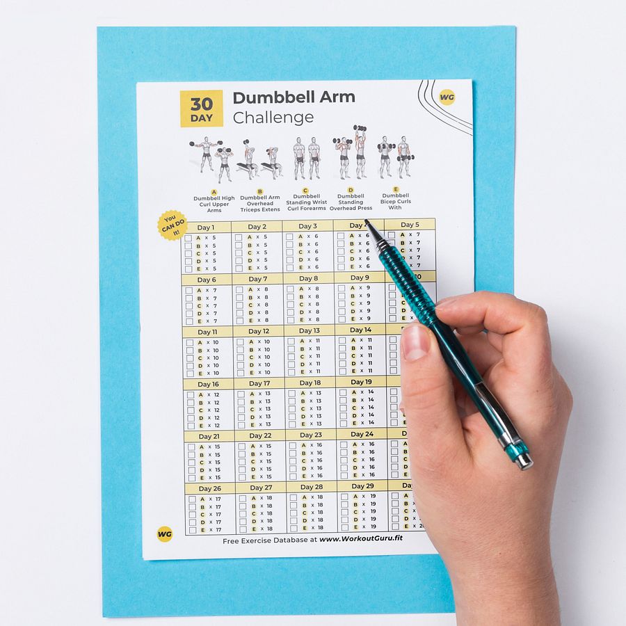 30 Day Dumbbell Arm Challenge - Printable Workout Tracker product image (3)