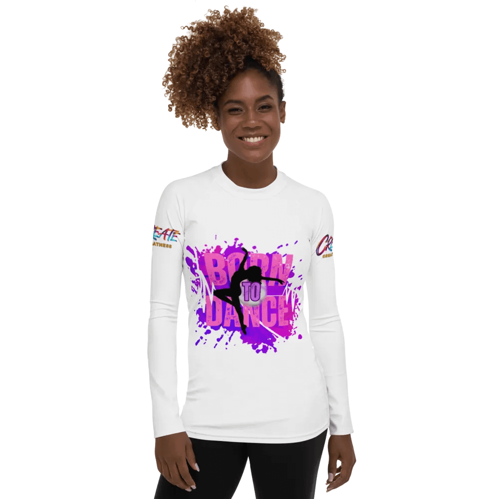 Born to Dance Her Silhouette Vibrant Splatter Rash Guard product image (7)