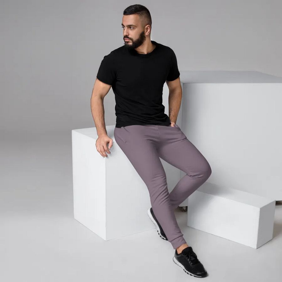 Plain Faded Orchid Grey Soft Summer Recycled Polyester Premium Men's Joggers by Treasure Pie product image (3)