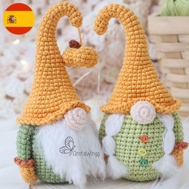 Gnomos inspirados en patrón amigurumi otoñal (Descarga Digital) product image (1)