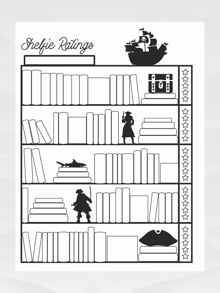 Shelfie Ratings Book Tracker, Black and White Printable Bookcase Journal Log with 7 Themes product image (5)