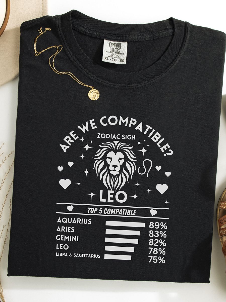 Leo Zodiac Sign Romantic Compatibility T-Shirt - Dark Comfort Colors 1717 product image (1)