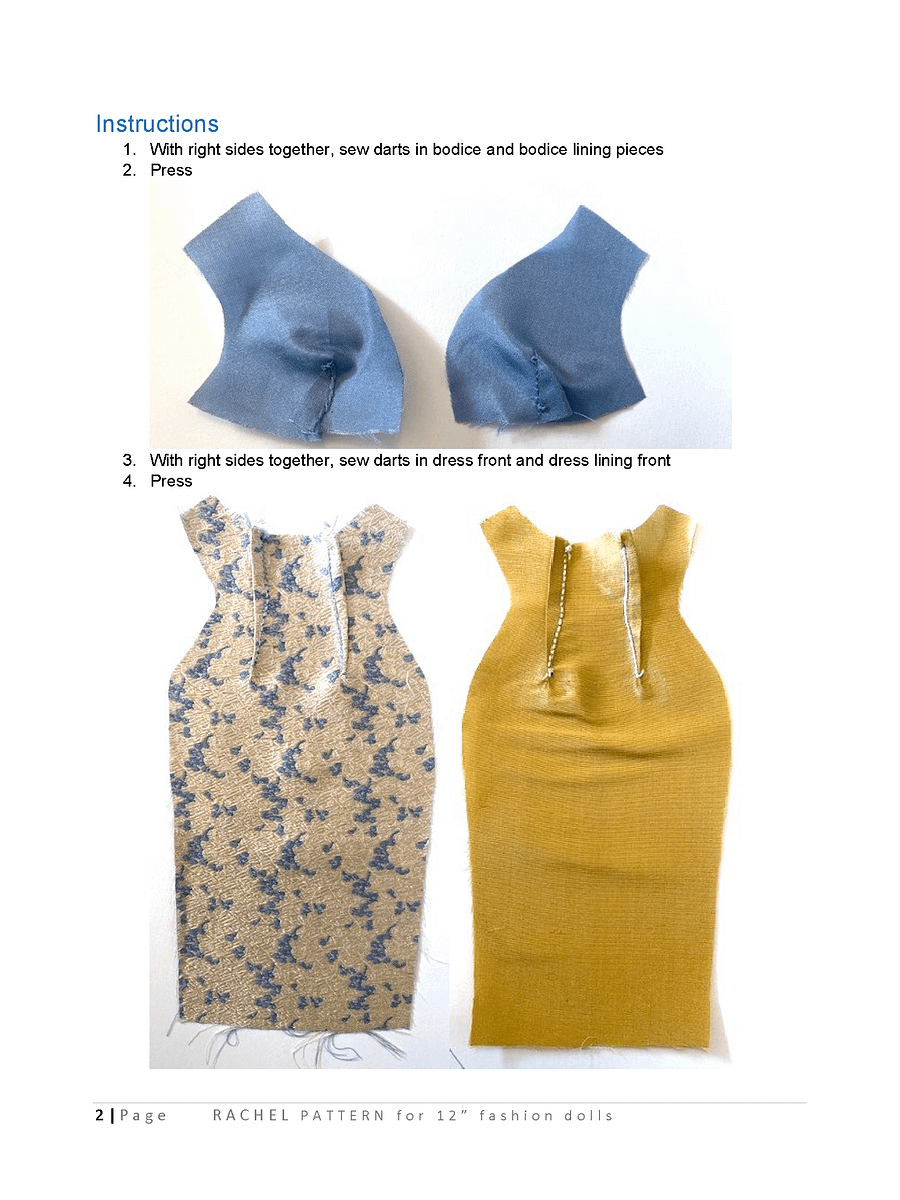 Rachel sewing pattern for 12" fashion dolls product image (3)