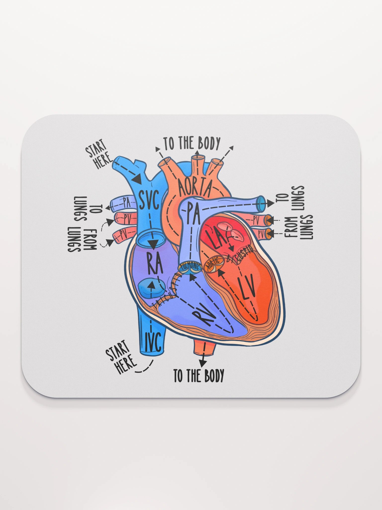 Heart Anatomy Blood Flow Mousepad by Nurse Sarah® product image (1)