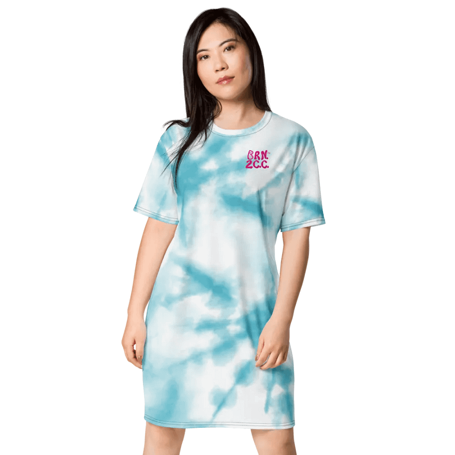 BOURNE to Cape Cod™ | Coastal Dream T-Shirt Dress | Blue & White Tie-Dye | Beachy-Chic & Bold product image (1)