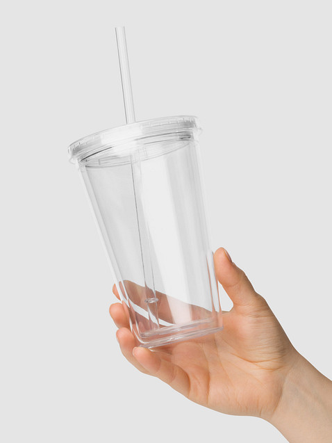 Photo showing Double Wall Clear Plastic Tumbler (16 oz)