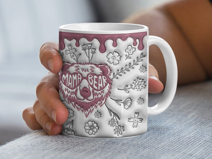 Cool mama bear 3D mug, sunglasses mom, gift for mother accent mug product image (1)