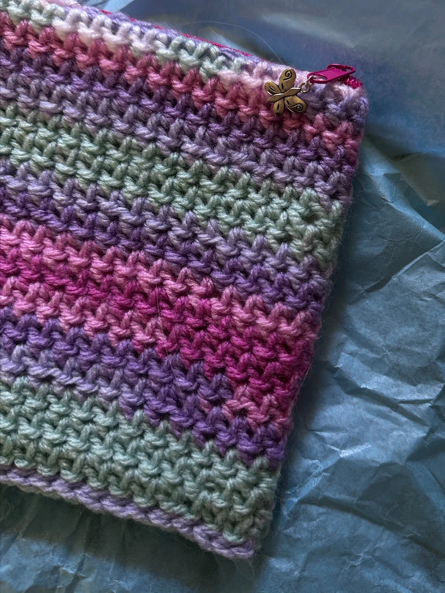 CROCHET COSMETIC BAG, canvas lined crochet bag, pencil case, accessory pouch (Various colours) product image (9)
