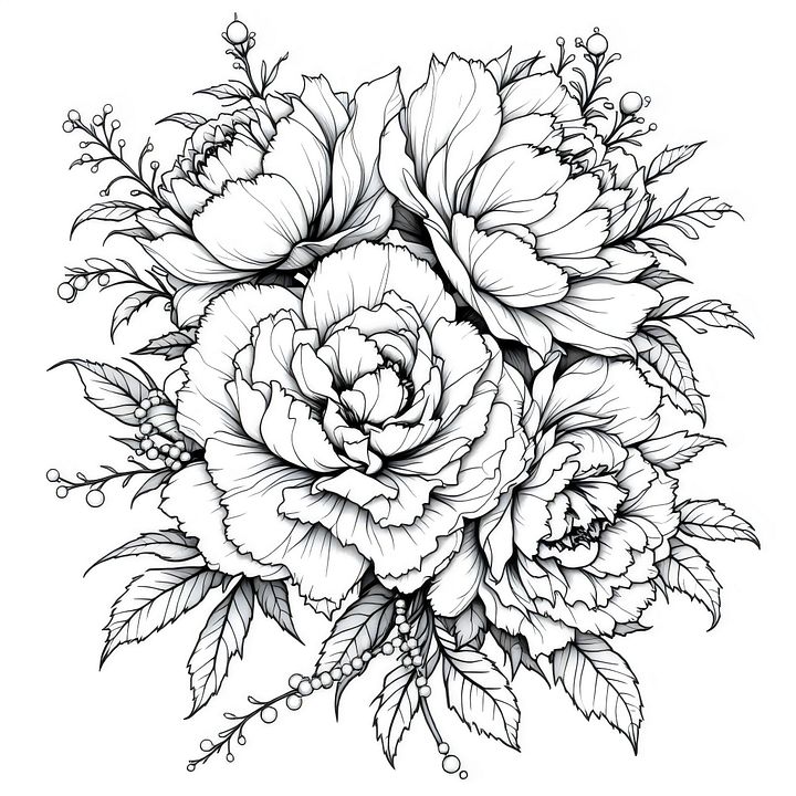 Bundle of 20 Pearl Peonies Illustration Digital Clipart - Elegant Floral Designs for Crafts, Invitations, and Decor product image (1)