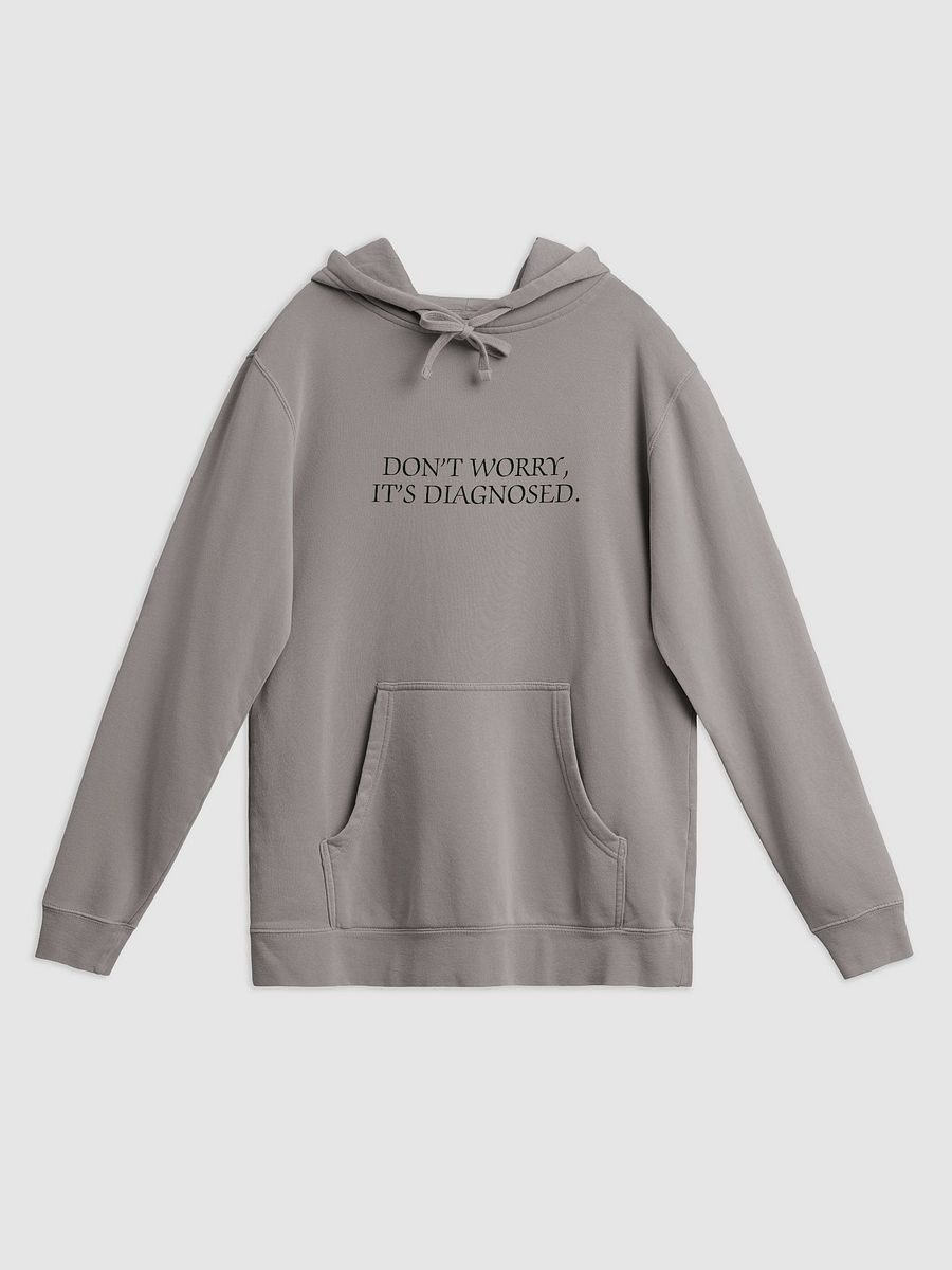 DW, IT'S DIAGNOSED. (black) printed pigment hoodie product image (3)