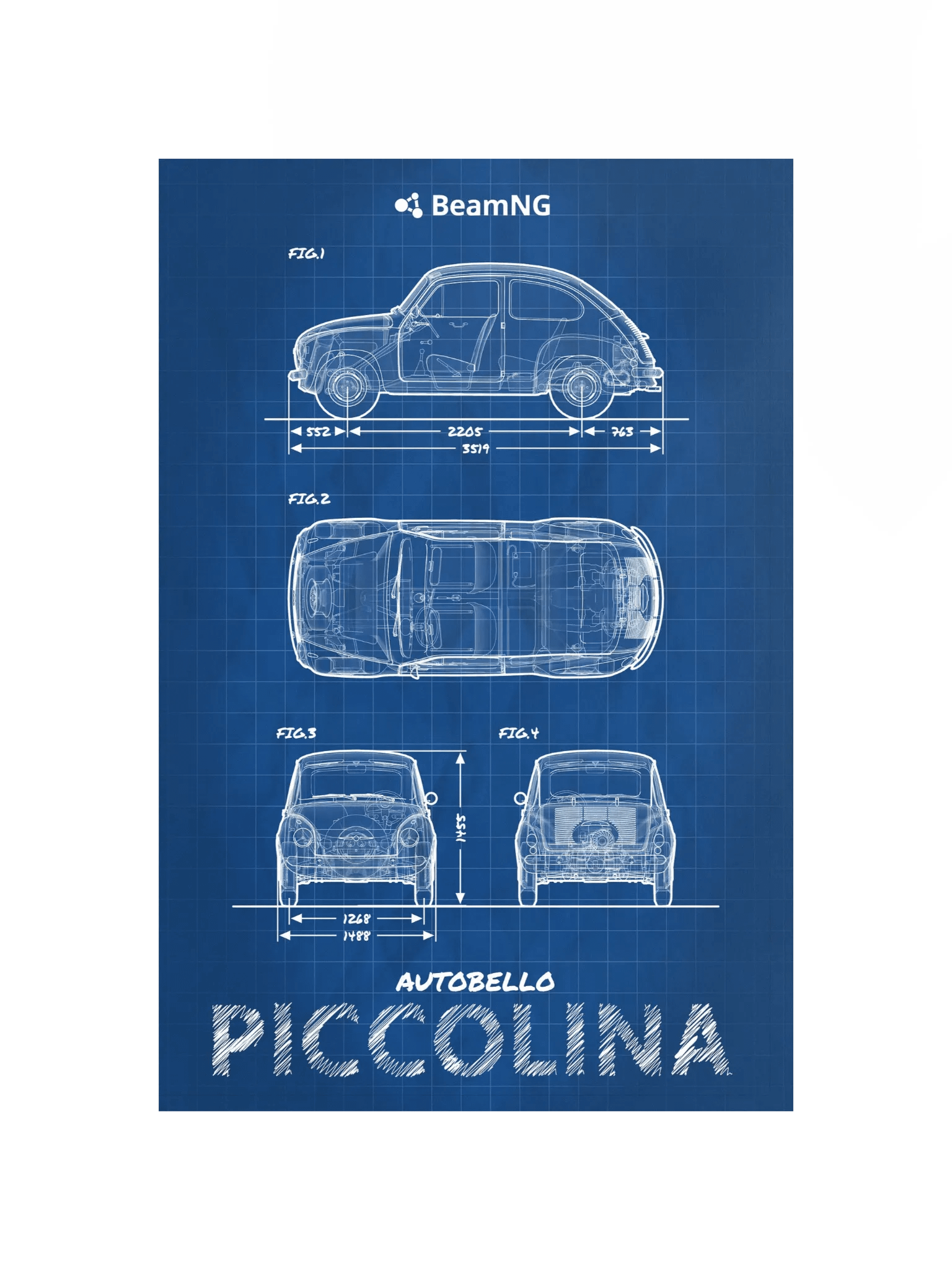 Autobello Piccolina Blueprint Poster product image (2)