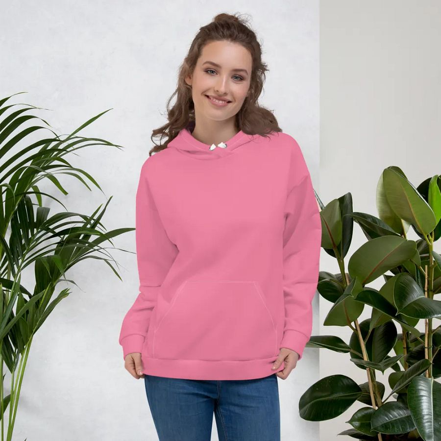 Plain Rosy Pink Soft Summer Unisex Recycled Polyester Heavyweight Premium Hoodie by Treasure Pie product image (6)