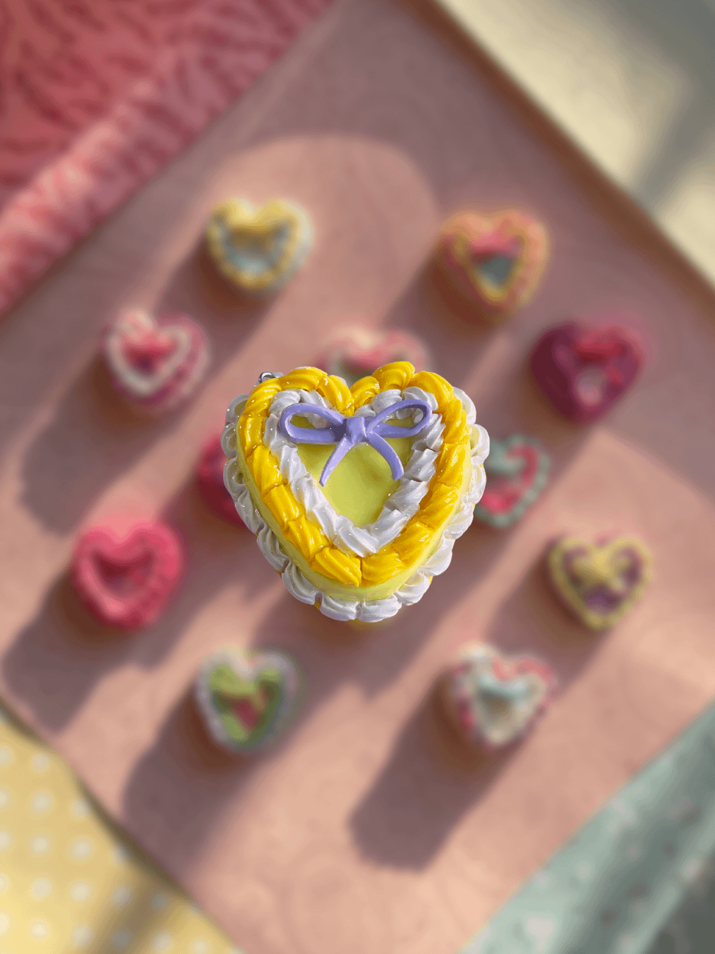 Lemon Lilac - Coquette Heart Cake Keychain product image (1)