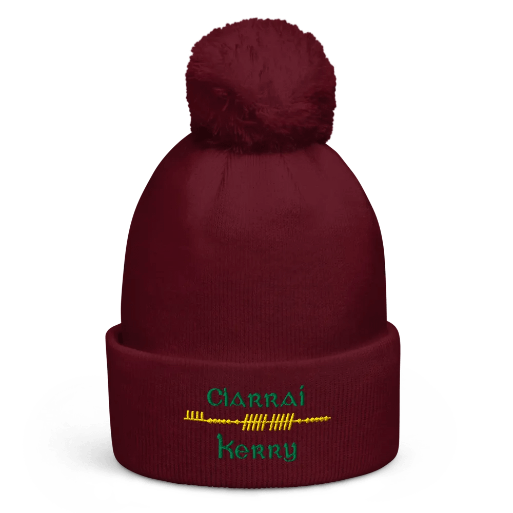 Kerry/Ciarraí Scholastic style Ogham embroidered embroidered Pom-Pom Beanie product image (3)