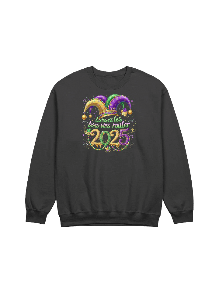 Mardi Gras Wine-Inspired Sweatshirt – "Laissez les Bons Vins Rouler" – Cozy Wine Lovers' Outfit product image (2)