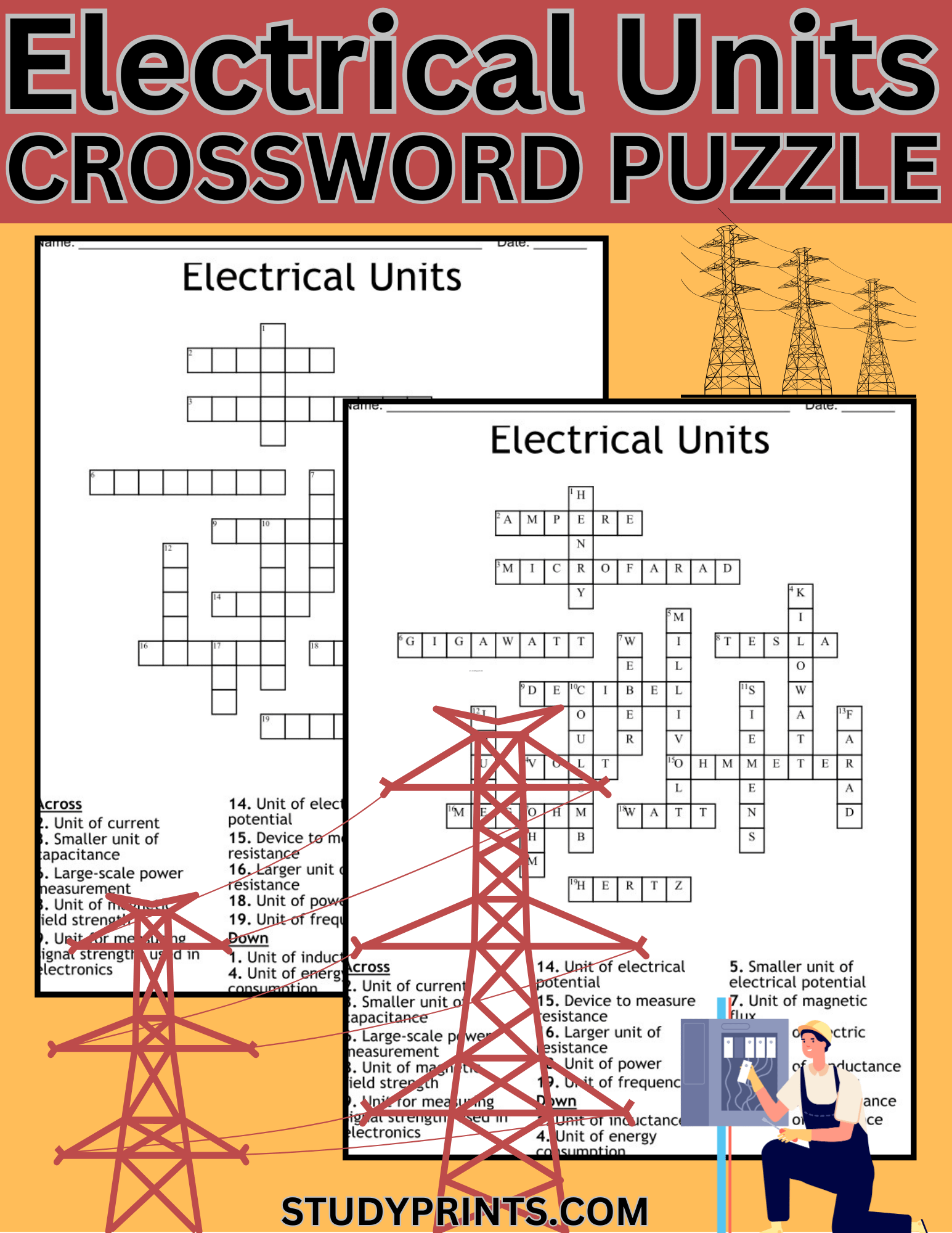 Electrical Units Crossword Puzzle product image (1)