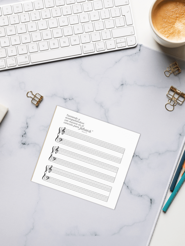 "Cantando y acompañándose con música" Music Note Writing Practice Pad product image (2)