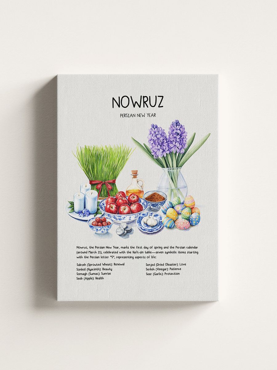 Nowruz Watercolor Art, Haft-sin Table, Persian New Year, Printable Wall Art, Persian Art, Watercolor Food Illustration, Digital Art, Norooz product image (12)