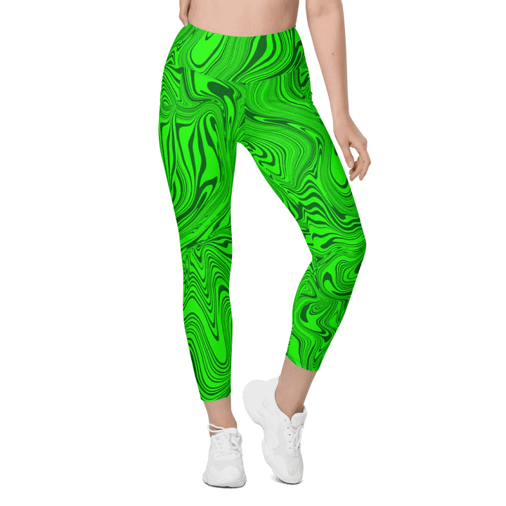 Leggings with Pockets - Abstract Green Swirls product image (1)