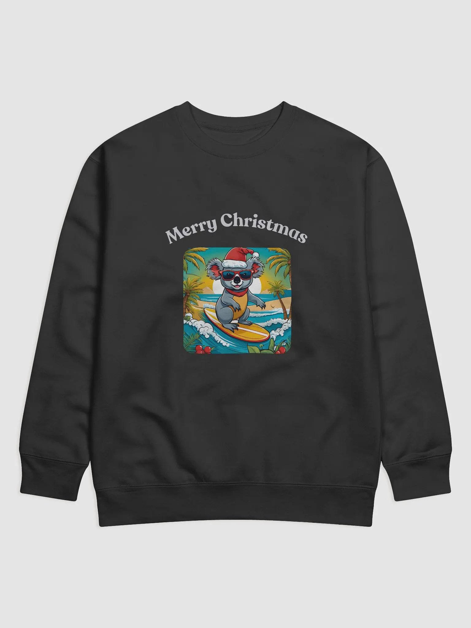Festive Koala Surf Scene Merry Christmas Sweatshirt - Silver product image (1)