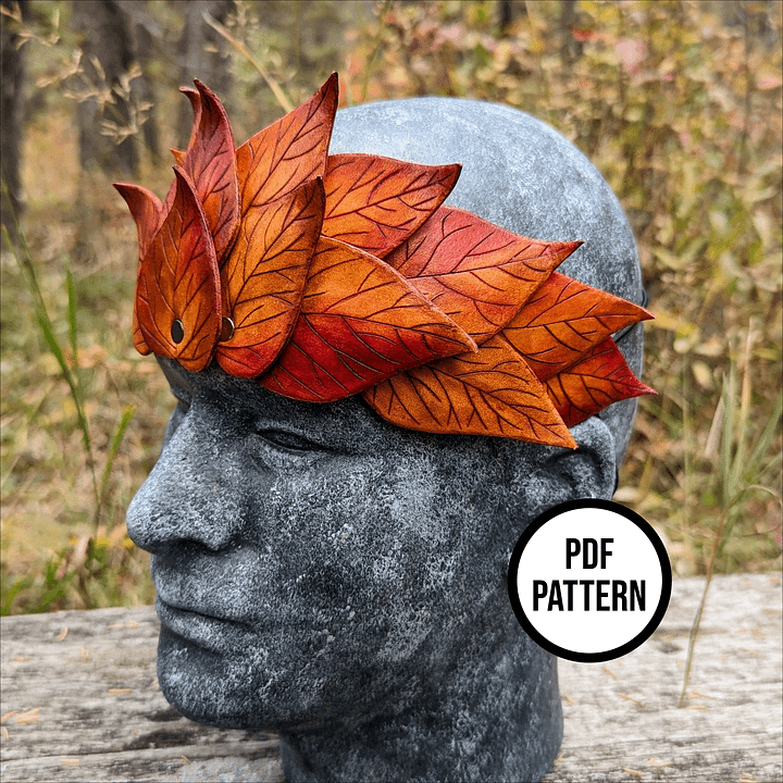 Leather Leaf Crown - PDF Pattern for Leather product image (1)