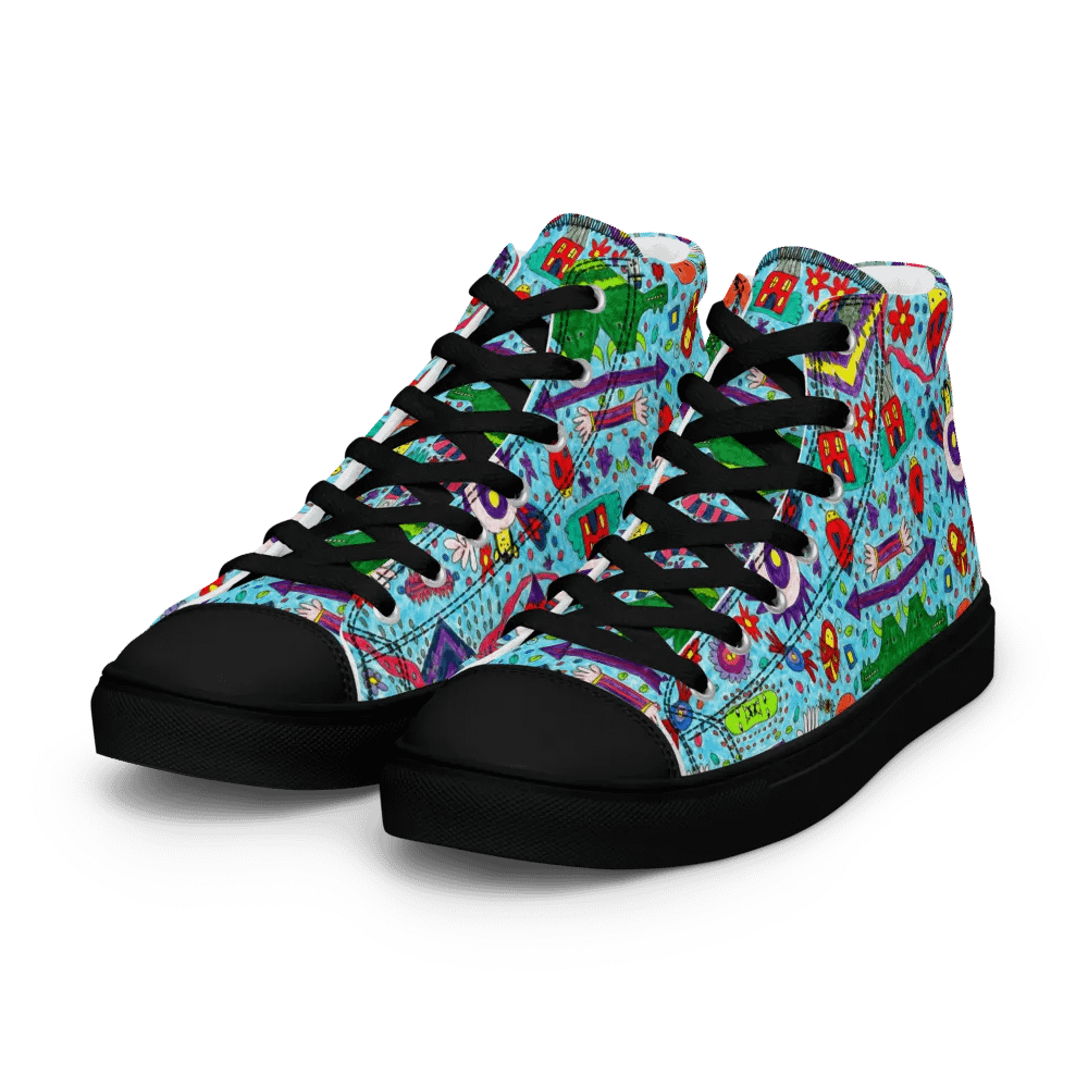 Abstract Doodle Characters Ladies High Top Canvas Shoes product image (12)