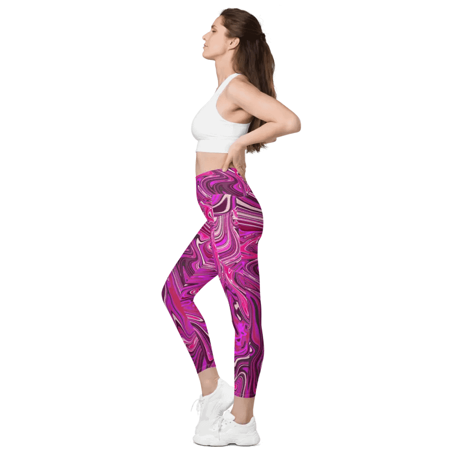 Leggings with Pockets - Pink and Purple Digital Fluid Art product image (4)