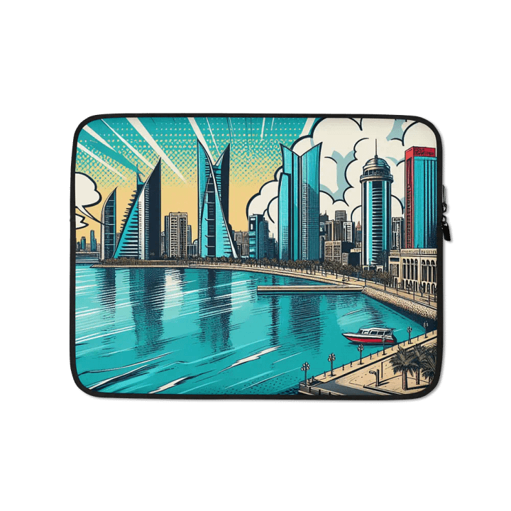 Cityscape Commute Laptop Sleeve | AI Design Bahrain city product image (1)