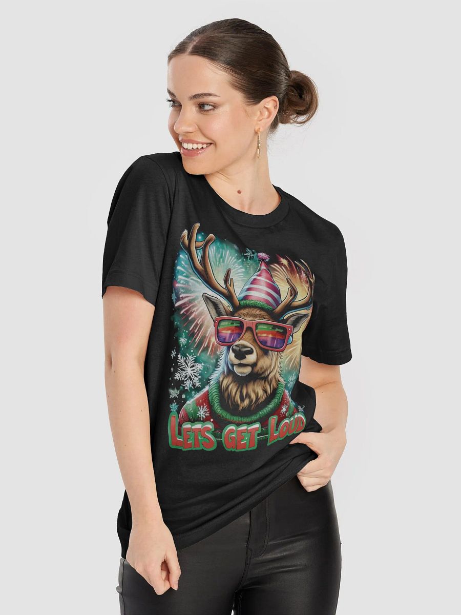 Let’s Get Loud Christmas Party T-Shirt – Funky Retro Groovy Reindeer Holiday Shirt product image (3)