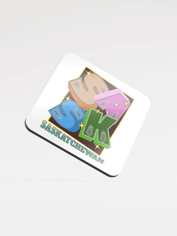 Sask Saskatchewan Block Letter Chic: Glossed Cork Coaster product image (1)