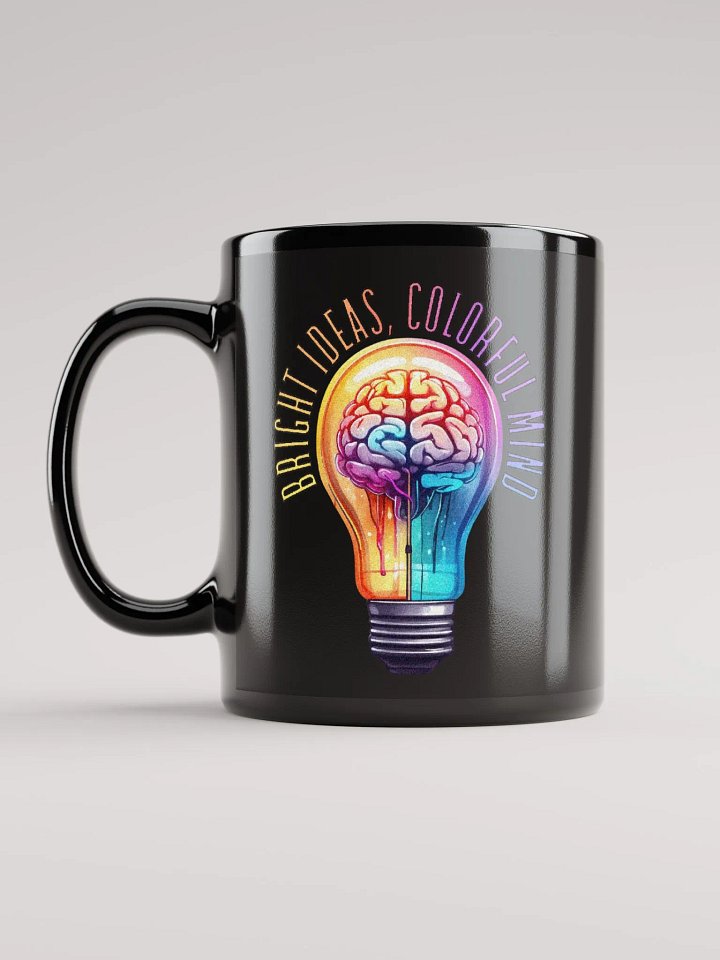 Reflective Bulbs Graphic | Black Coffee Mug | Bright Ideas, Colorful Mind product image (1)