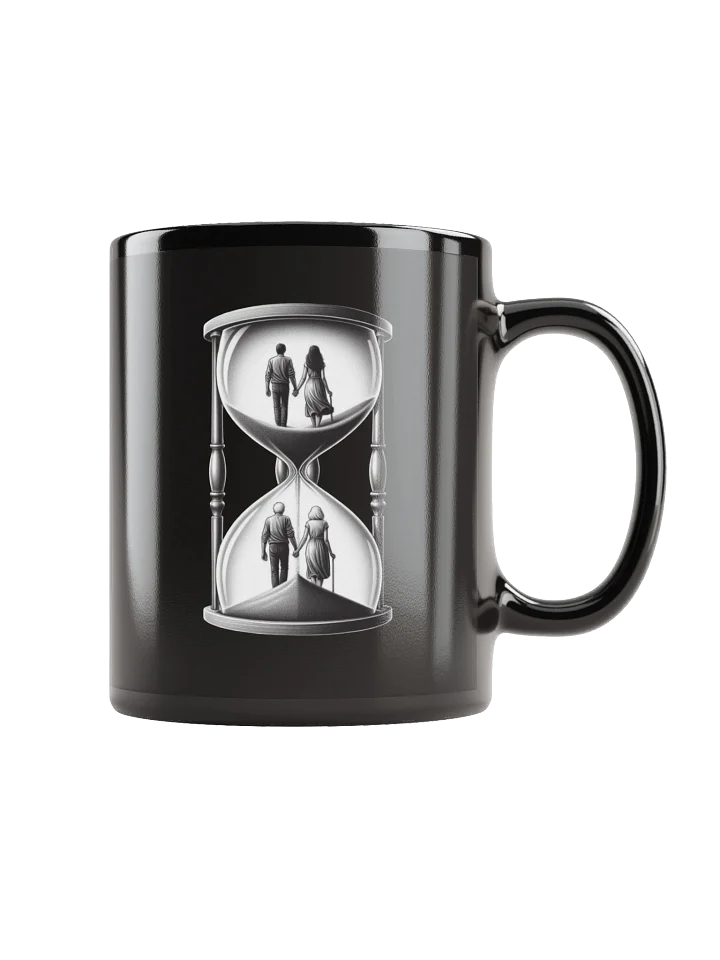 Hourglass Life Journey Couple Art Printed Black Coffee Mug product image (1)