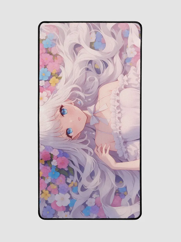 Cute anime girl in flower field Desktop mat product image (2)