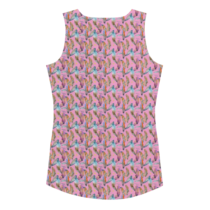 Ladies all over print tank top with colorful feathers design product image (2)