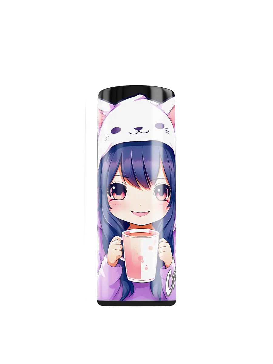 Cozy Kawaii Anime Girl 20 oz Skinny Stainless Steel Tumbler - Black product image (1)