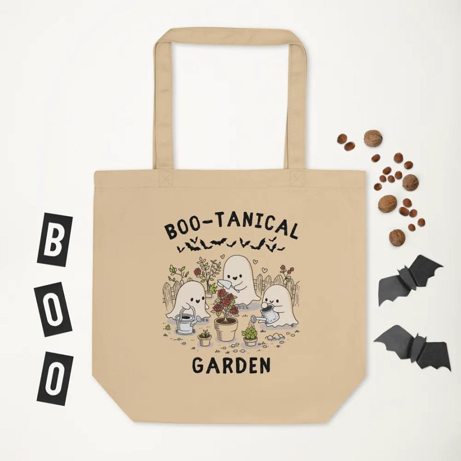 Hand-Drawn Spooky Gardener Ghost Canvas Cotton Bag product image (7)